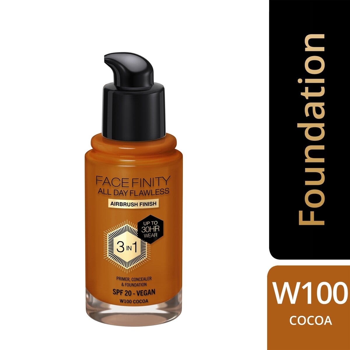 Max Factor Base de maquillaje Facefinity All Day Flawless 3 en 1 W100 Cocoa 30 ml