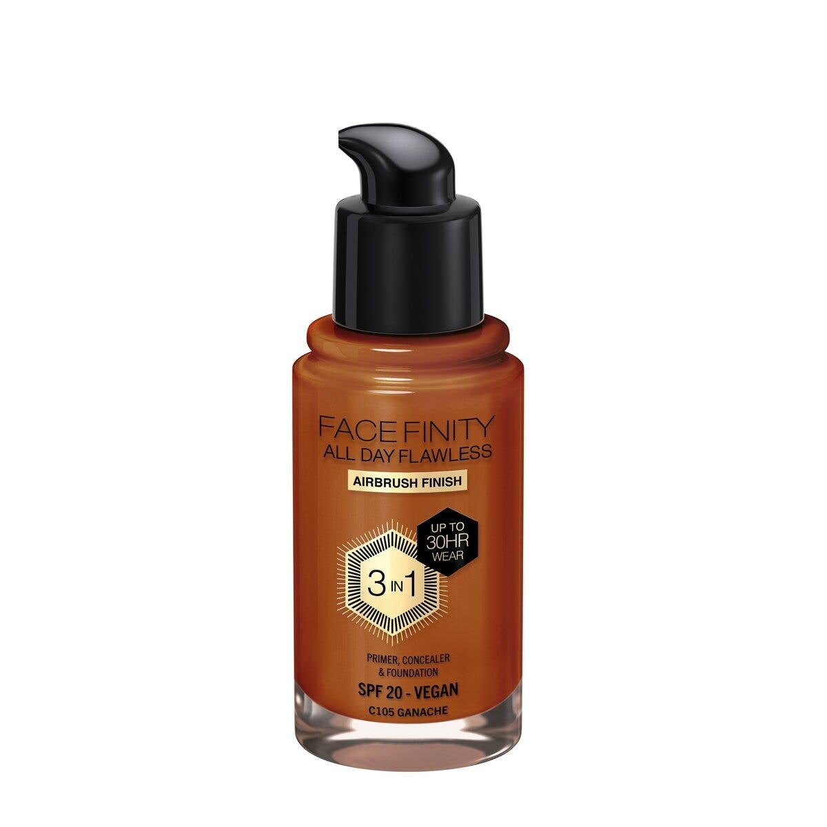Max Factor Base de maquillaje Facefinity All Day Flawless 3 en 1 C105 Ganache 30 ml