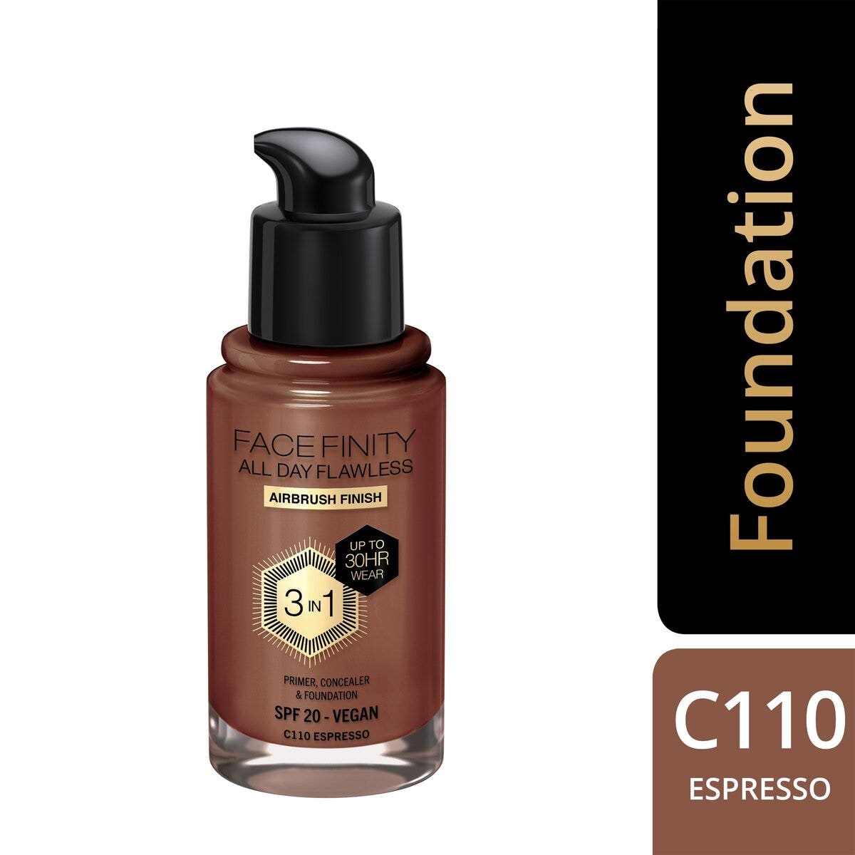 Max Factor Base de maquillaje Facefinity All Day Flawless 3 en 1 C110 Espresso 30 ml
