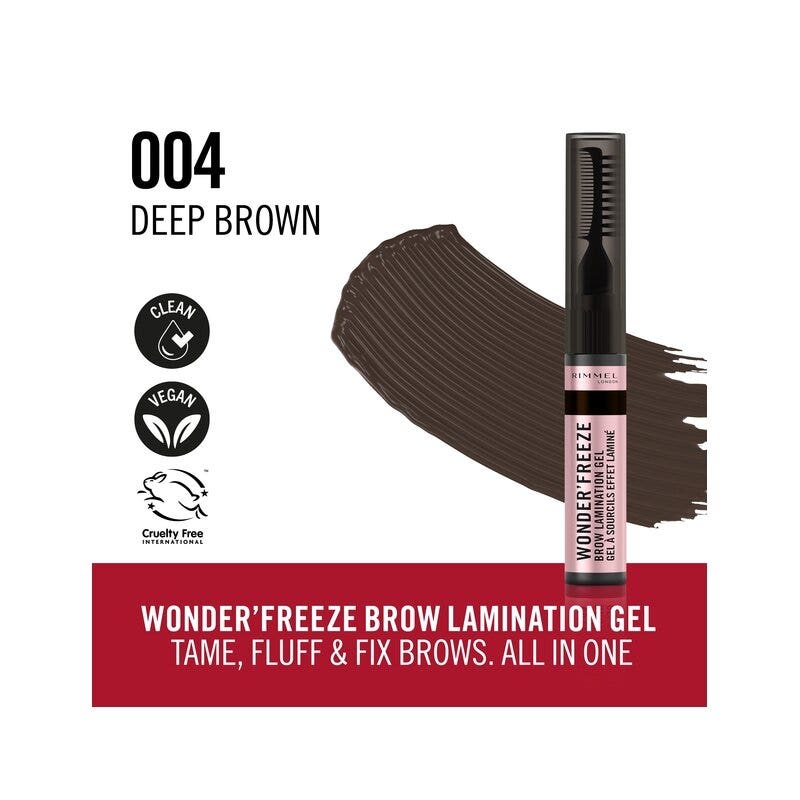 Rimmel Wonder Freeze Brow Lamination Gel Cera para cejas 004 Deep Brown 6 g