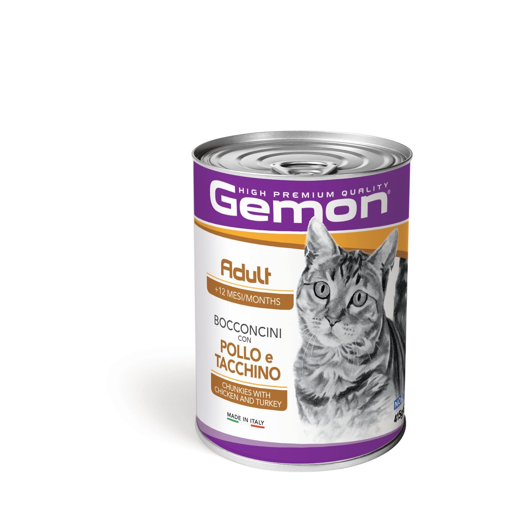 Gemon Bocconcini Pollo E Tacchino Cibo Umido Senior Gatti Età Avanzata Barattolo 415 g