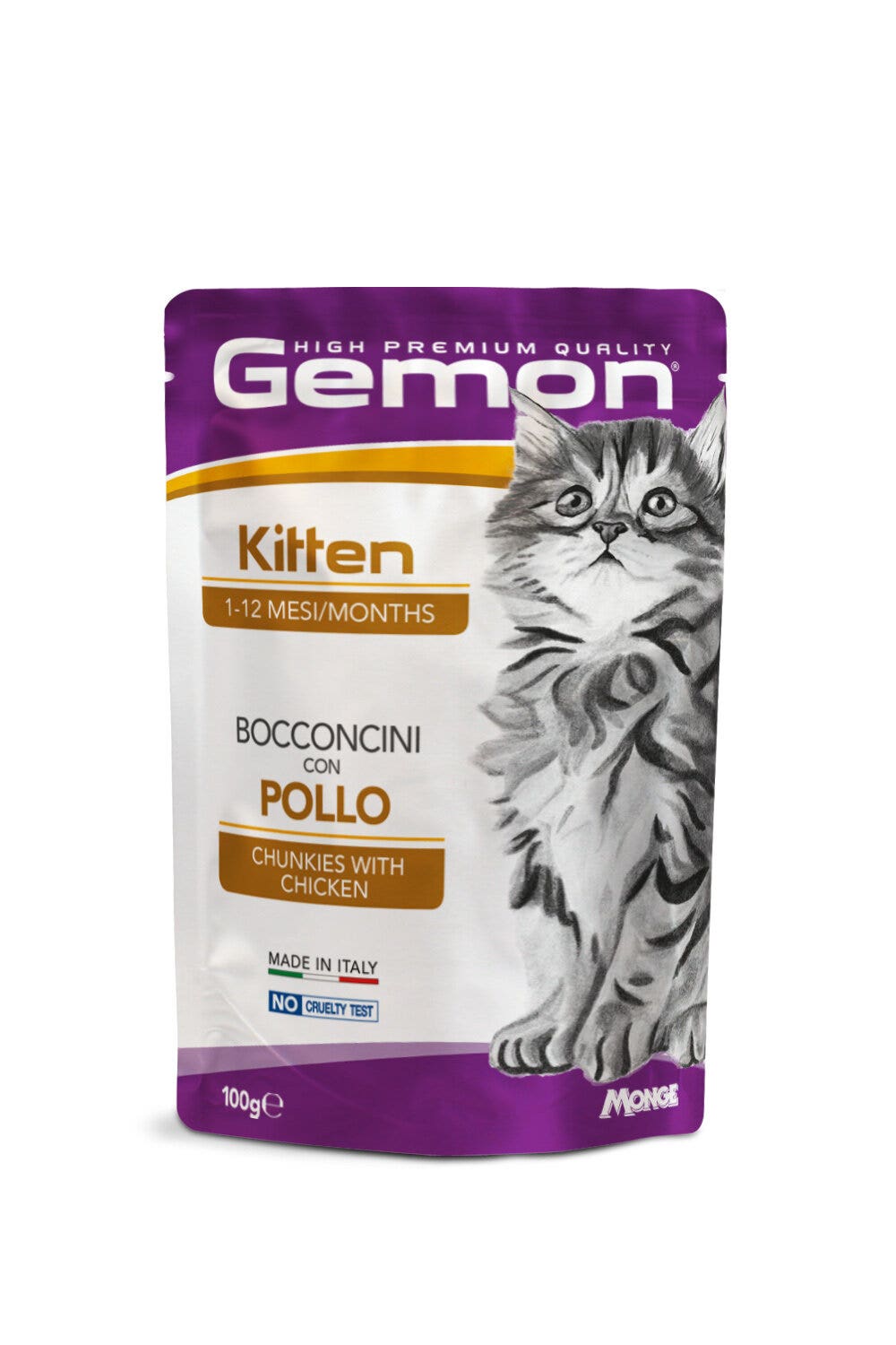 Gemon Bocconcini Con Pollo Cibo Umido Gatti Cuccioli Busta 100g