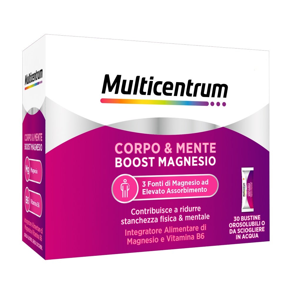 Multicentrum Boost Magnesio Integratore Alimentare Vitamina B6 Magnesio Pidolato Stanchezza 30 Bustine