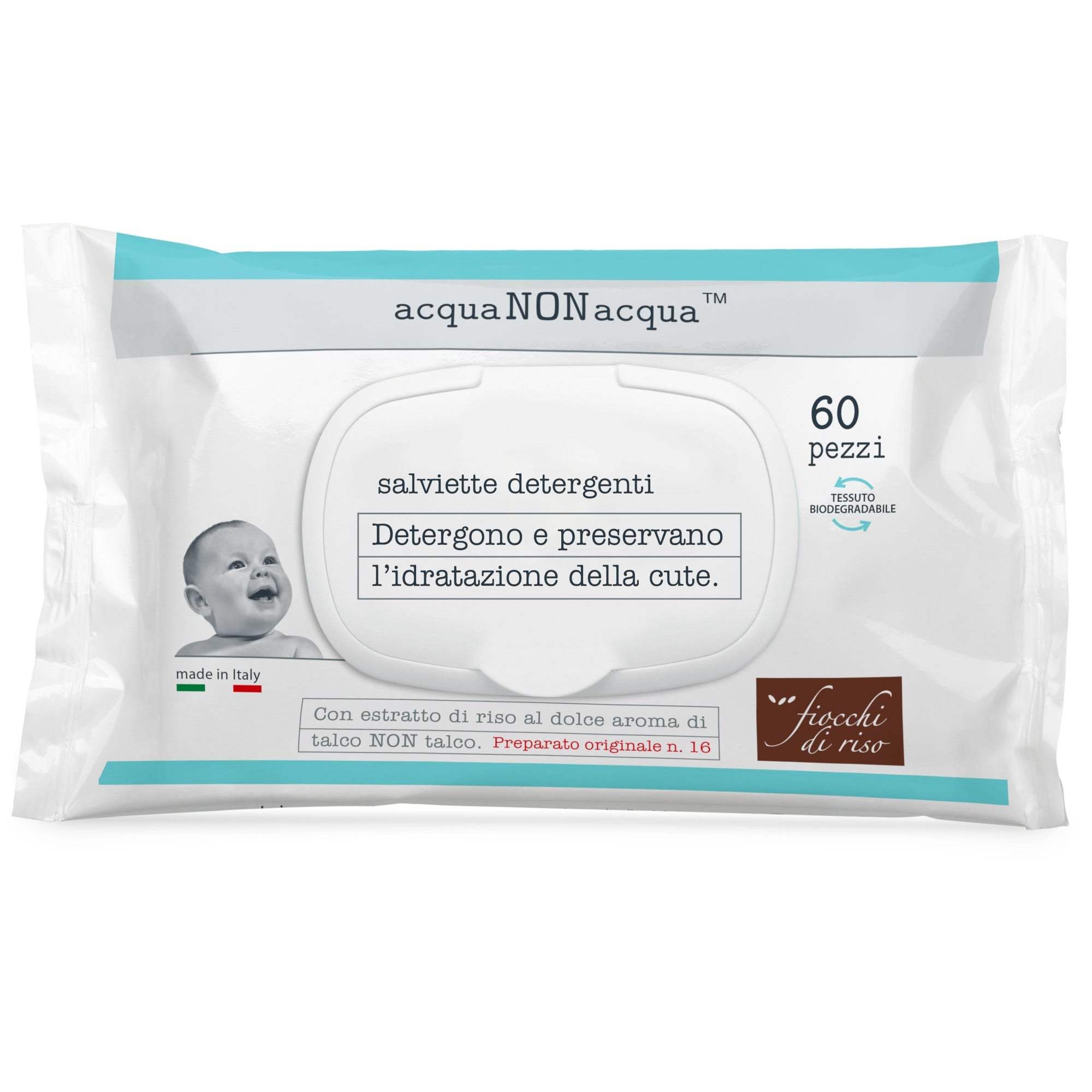 Toallitas limpiadoras de copos de arroz con agua, no con agua, 60 piezas-2