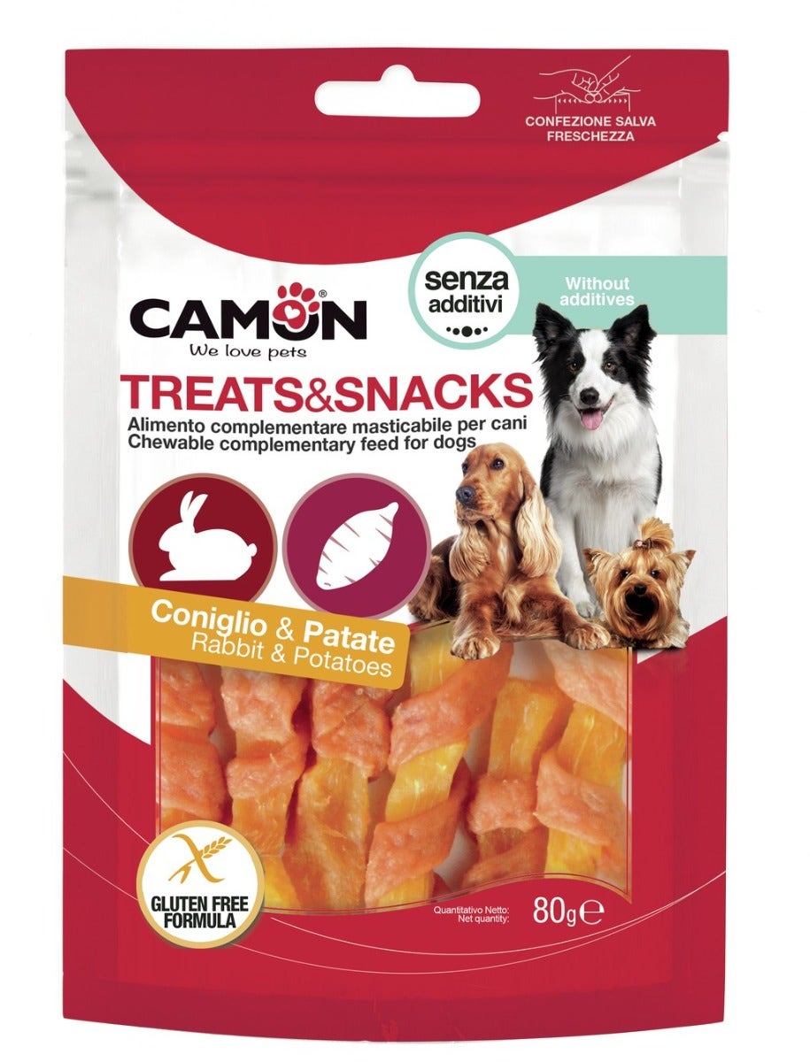 Camon Tiras de Conejo y Boniato para Perros 80g 11cm-2