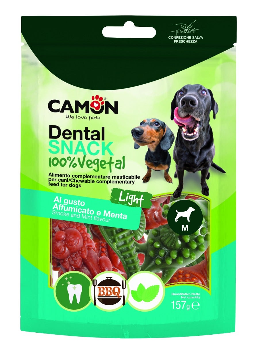 Camon Snack dental AnimalVeg tamaño M dos sabores para perros 157 g