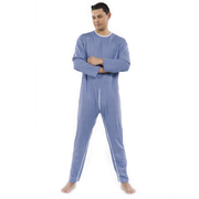 Pavis Pijama médico para pacientes, hombre, doble abertura con cremallera, color azul, cod. 992