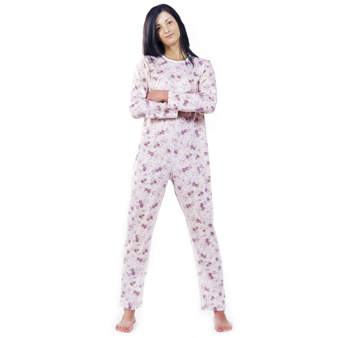 Pavis Pijama médico para pacientes hospitalizadas, mujer, doble cremallera, color rosa, cod. 993