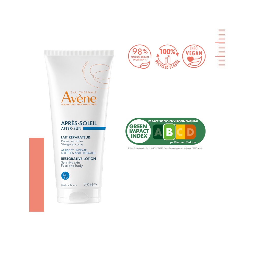 Eau Thermale Avene, leche regeneradora para después del sol, 200 ml, cuidado de la piel