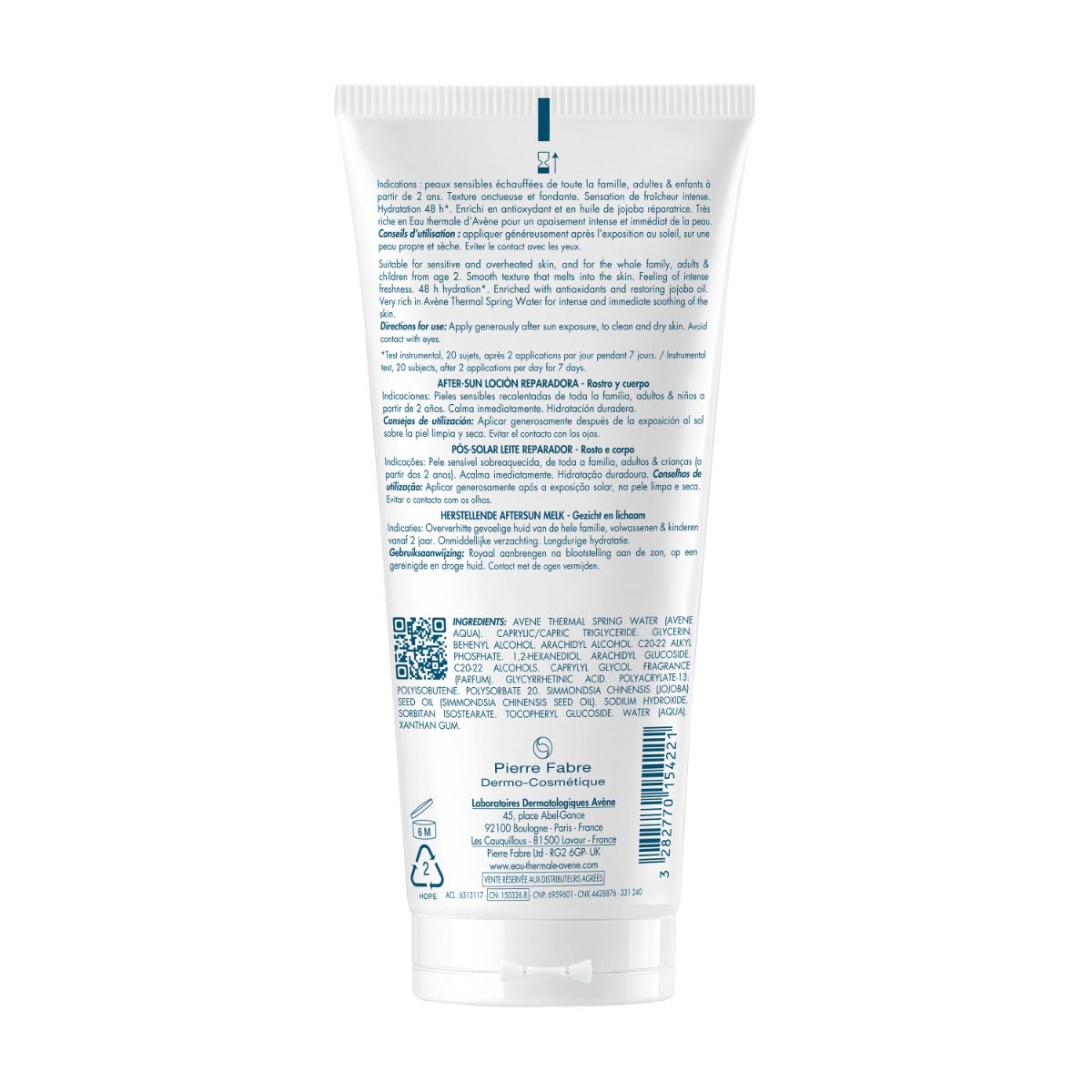 Eau Thermale Avene, leche regeneradora para después del sol, 200 ml, cuidado de la piel