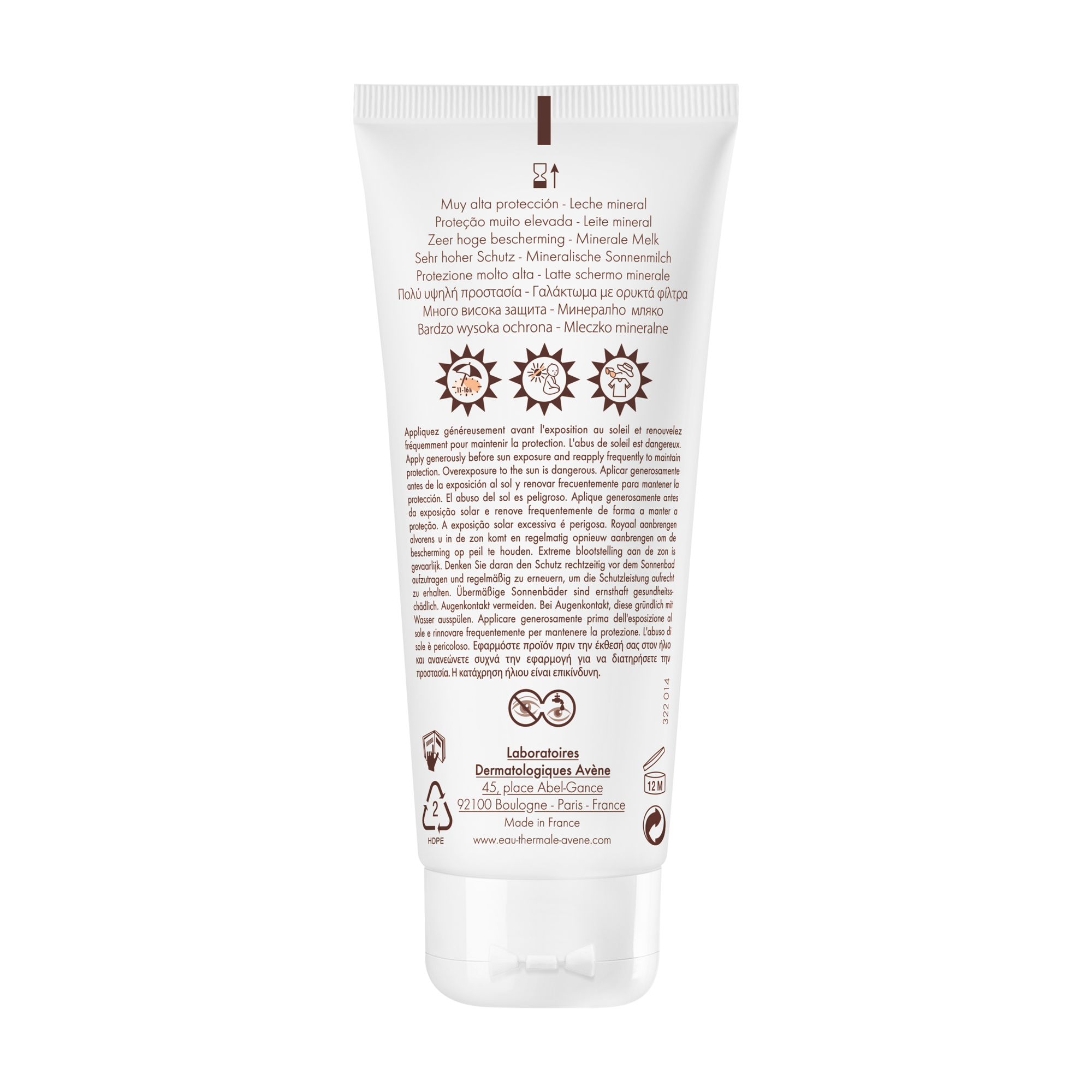 Eau Thermale Avène Protector Solar Leche Mineral Pantalla SPF50 + 100ml-5