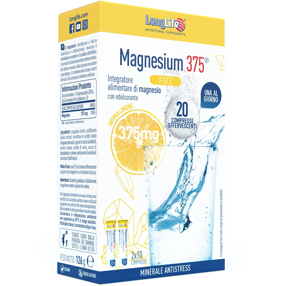 Longlife Magnesio Fizz 375 20 Comprimidos Efervescentes-1