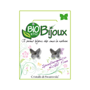 Bioetic Bijoux Pendientes Murciélago 8mm Diamante Negro-1