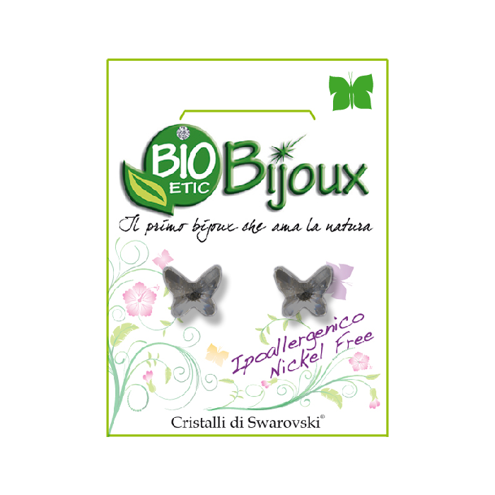Bioetic Bijoux Pendientes Murciélago 8mm Diamante Negro-1