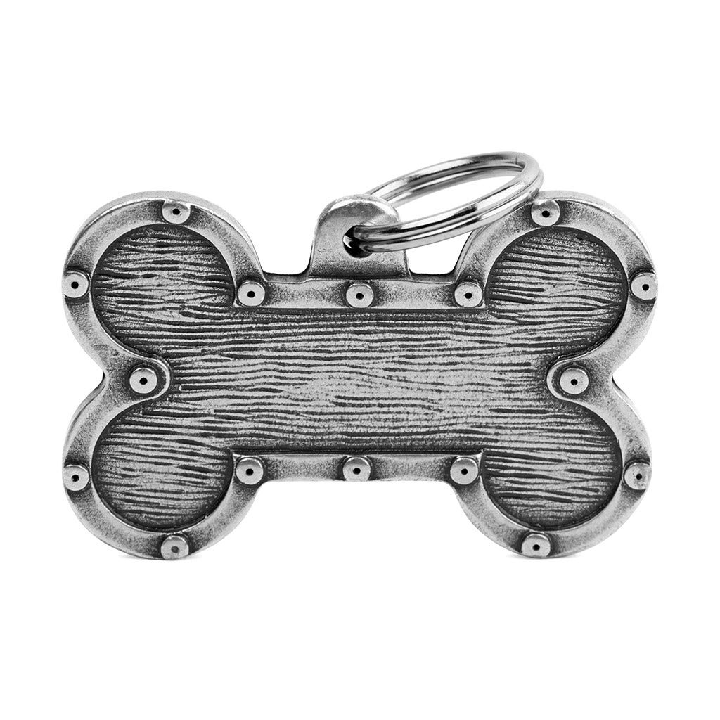 Placa personalizada para perros y gatos con forma de hueso Bronx Futuristic, tamaño XL