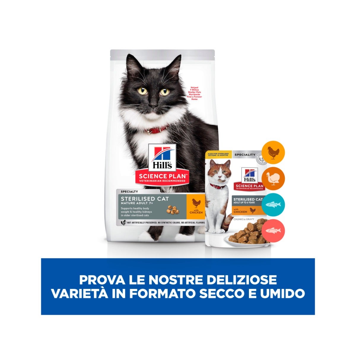 Hill's Science Plan Adult 7+ Sterilized Cat Croquetas de Pollo para Gatos Bolsa 1,5kg-5