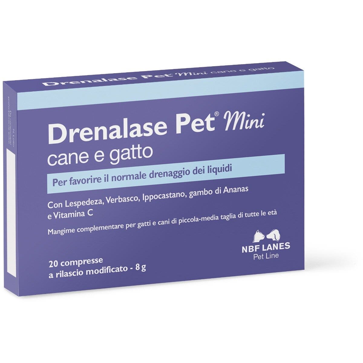 Drenalase Pet Alimento Drenante Complementario para Perros/Gatos Tamaño Mini 20 Comprimidos-1