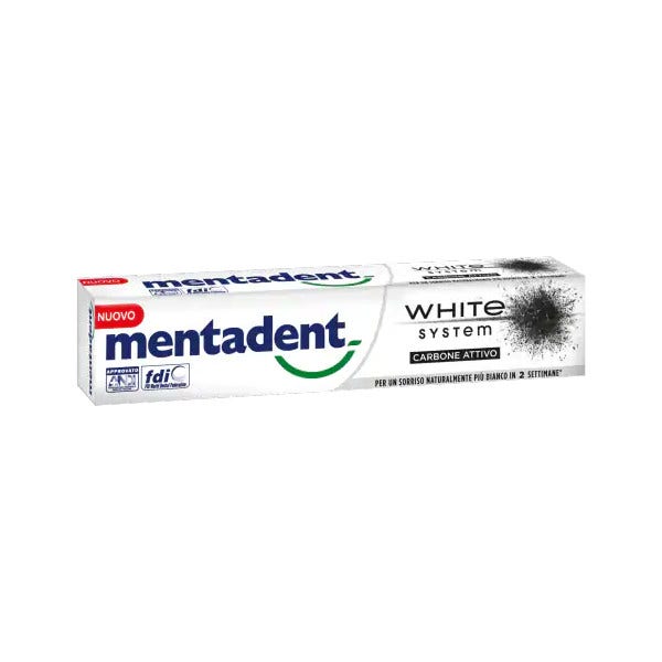 Mentadent Pasta Dentífrica White System Charcoal 75ml-1