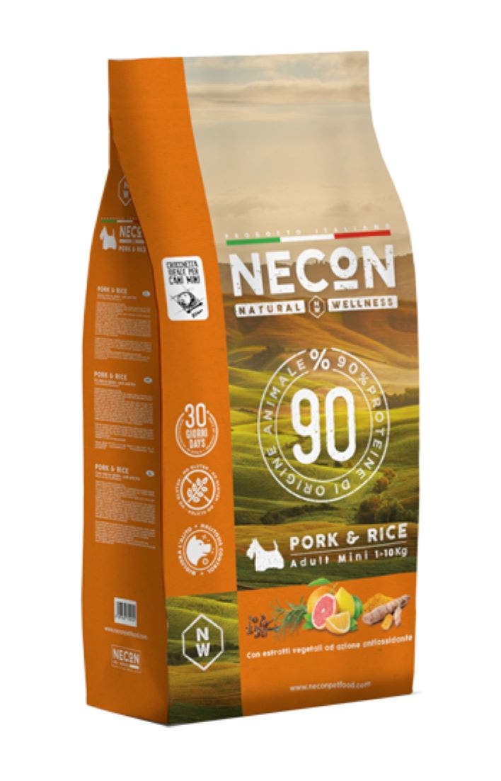 Necon Natural Wellness Croquetas de Cerdo y Arroz para Perros de Tamaño Mini, Saco de 2 kg