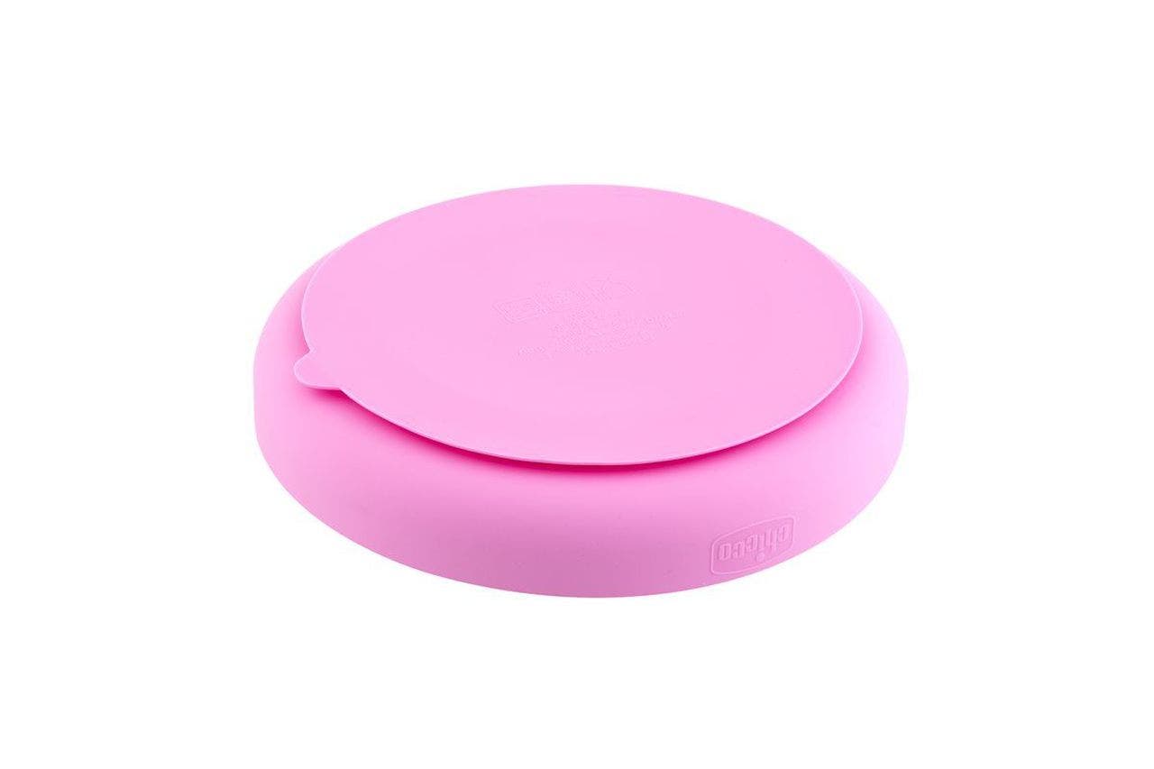 Chicco Plato de silicona con ventosa rosa