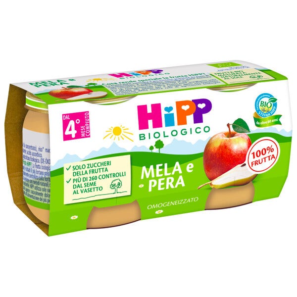 Hipp Puré de manzana y pera 2 x 80 g 4 meses+