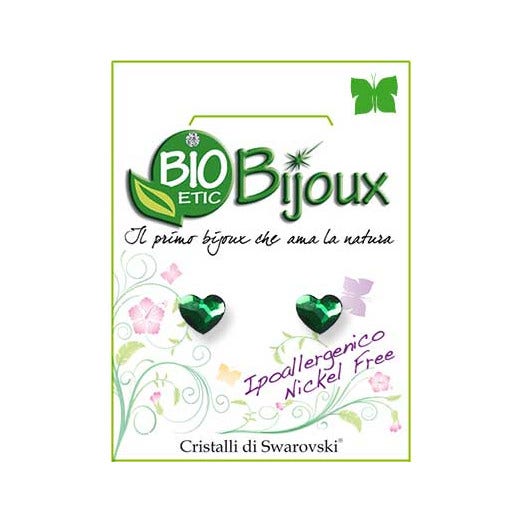 Bioetic Bijoux Pendiente Corazón Plano 6 X6,6 mm Verde Musgo Oscuro 1 Par-2