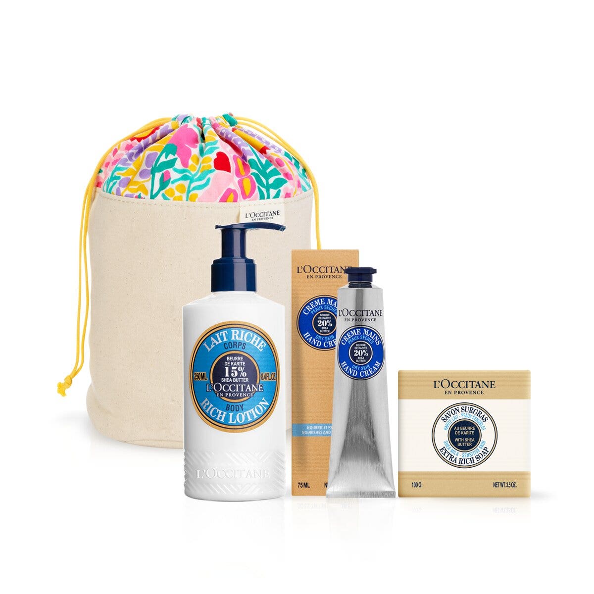 L'Occitane Cofanetto Latte Corpo 250ml + Crema Mani 75ml + Sapone Solido 100gr