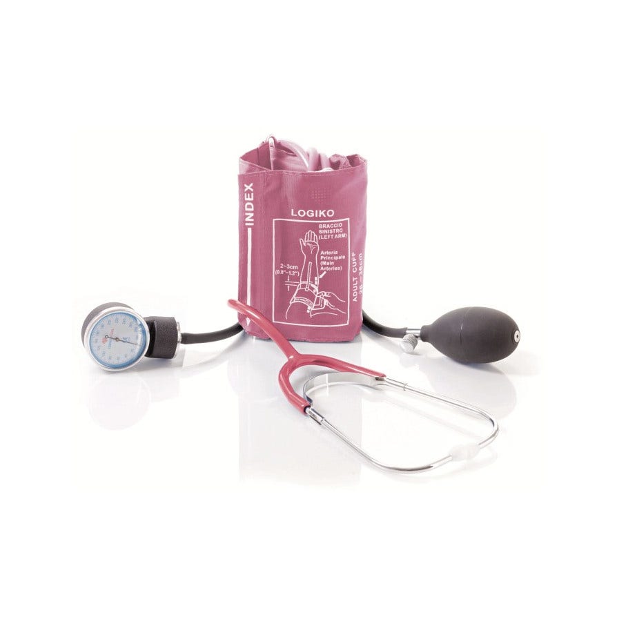 Esfigmomanómetro aneroide con fonendoscopio rojo DM353R-2