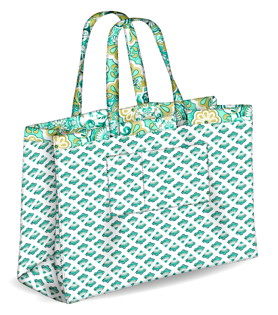 Colors Tote Borsa Mare Reversibile Colore Verde