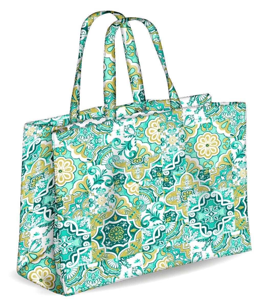 Colors Tote Borsa Mare Reversibile Colore Verde