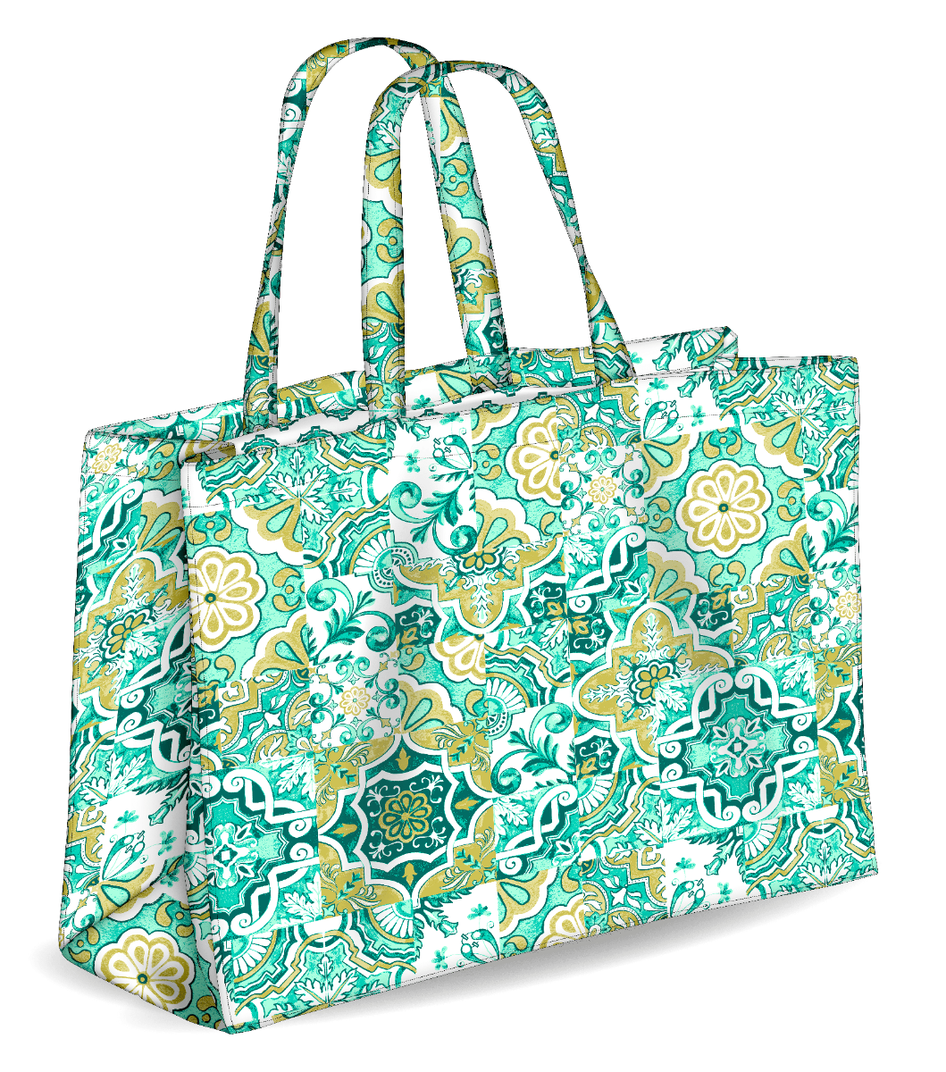 Bolso de playa reversible Colors Tote, color verde