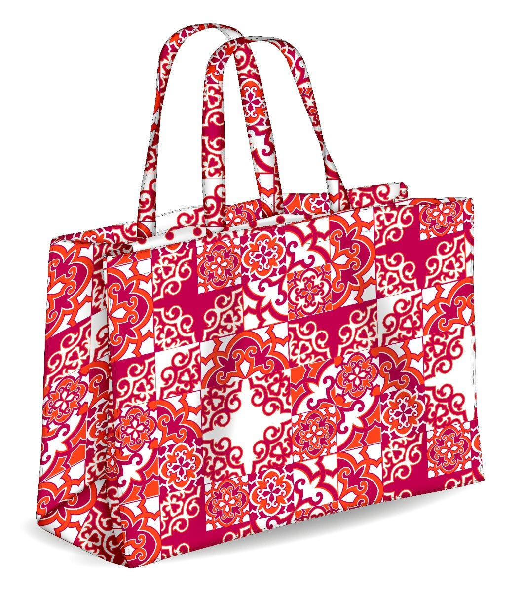 Colors Tote Bolsa de playa reversible color rojo