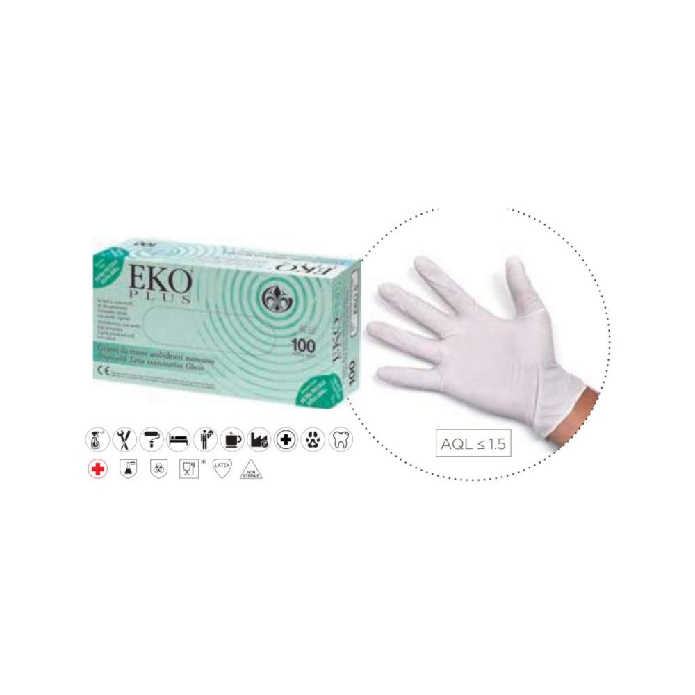 Eko Plus Guante Latex Superficie Lisa Empolvado Talla Grande 100 Piezas-3