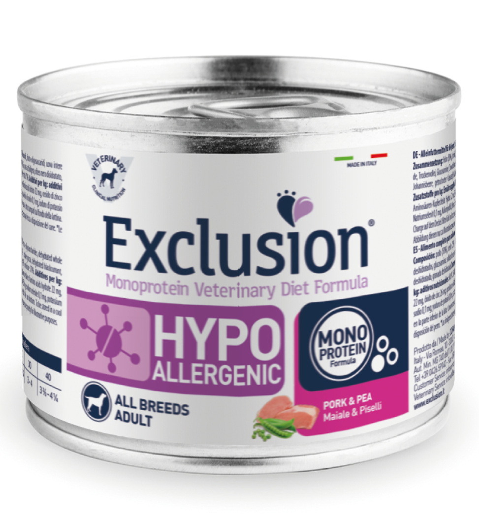 Exclusion Veterinary Diet Fórmula Hipoalergénica para Perros Cerdo/Guisantes Lata de 200 g