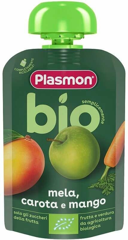 Plasmon Bolsitas Bio Manzana, Zanahoria y Mango 100 g