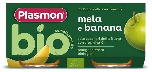 Plasmon Papilla Ecológica de Plátano y Manzana 2x80 g 6 meses+