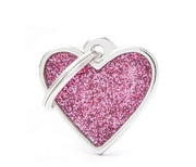 Medaglietta Per Cani E Gatti Personalizzata Cuore Rosa Con Glitter Taglia Piccola