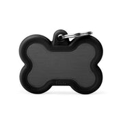 Medaglietta Per Cani E Gatti Personalizzata Osso In Alluminio Nero Con Gomma