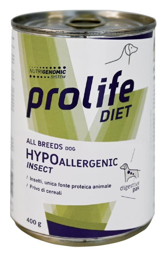 Prolife Dog Diet Wet Hypoallergenic Insect Comida húmeda para perros de todas las razas Lata de 400 g