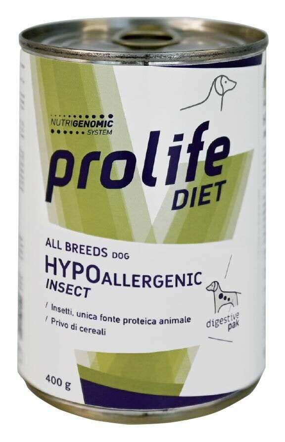 Prolife Dog Diet Wet Hypoallergenic Insect Comida húmeda para perros de todas las razas Lata de 400 g