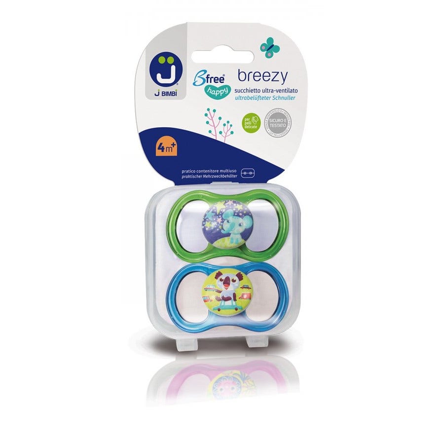 Bimbi B Free Breezy Happy Verde / Turquesa Chupete Silicona 2 Piezas 4 Meses +-1