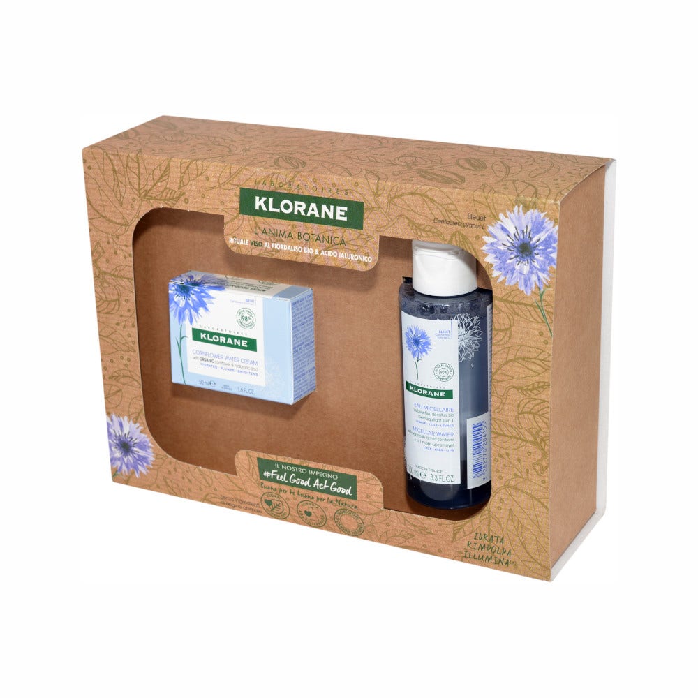 Klorane Cofanetto Rituale Viso Fiordaliso BIO E Acido Ialuronico Crema 50ml + Acqua Micellare 100ml