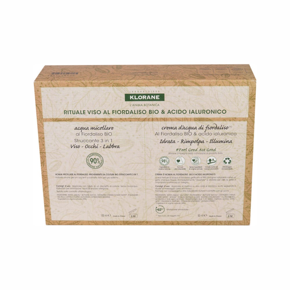 Klorane Cofanetto Rituale Viso Fiordaliso BIO E Acido Ialuronico Crema 50ml + Acqua Micellare 100ml