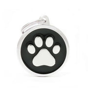 Medaglietta Per Cani E Gatti Personalizzata Cerchio Con Zampa Colore Nero Taglia Grande