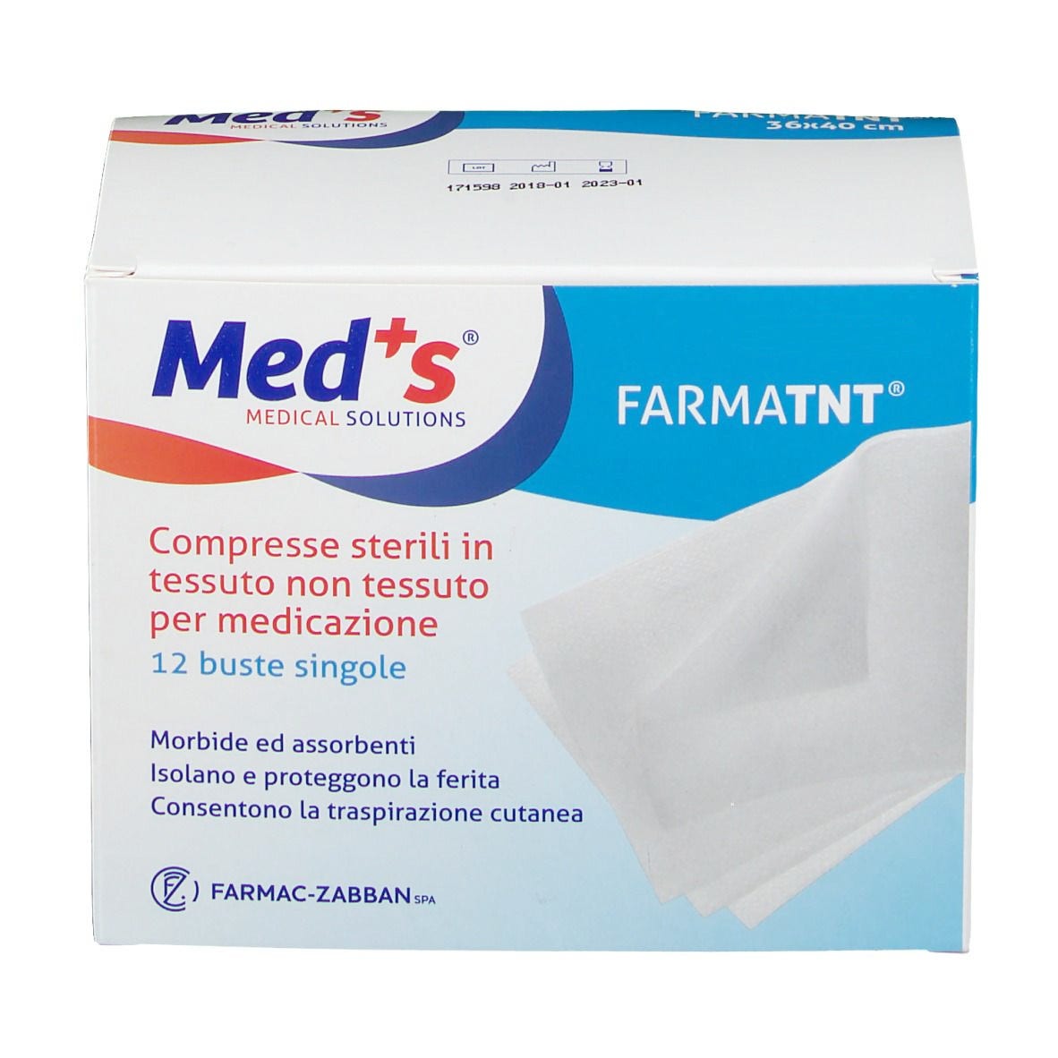 Tela de gasa comprimida Meds 7.5x7.5ml 12 piezas-1