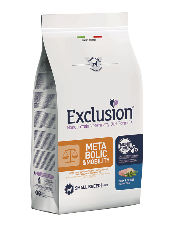 Exclusion Monoprotein Veterinary Diet Fórmula Metabólica/Movilidad Croquetas de Cerdo y Fibras Tamaño Small Saco de 7 kg