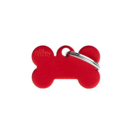 Medaglietta Per Cani E Gatti Personalizzata Osso In Alluminio Rosso Taglia Piccola