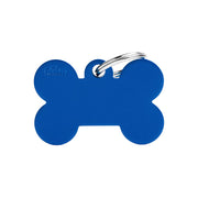 Medaglietta Per Cani E Gatti Personalizzata Osso In Alluminio Blu Taglia Grande