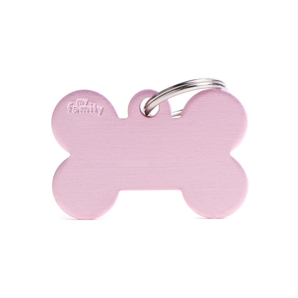 Medaglietta Per Cani E Gatti Personalizzata Osso In Alluminio Rosa Taglia Grande