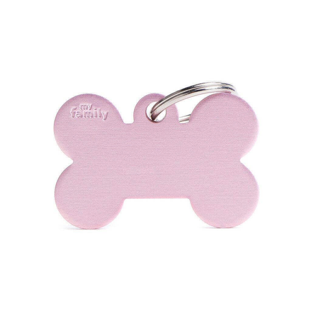 Medaglietta Per Cani E Gatti Personalizzata Osso In Alluminio Rosa Taglia Grande
